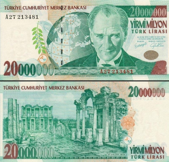 20000000 Turkijos lirų.