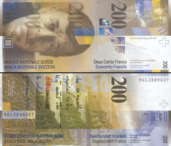 200 Šveicarijos frankų.