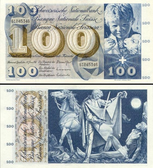 100 Šveicarijos frankų.