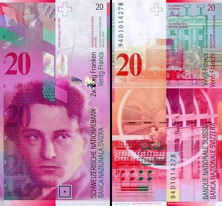 20 Šveicarijos frankų.