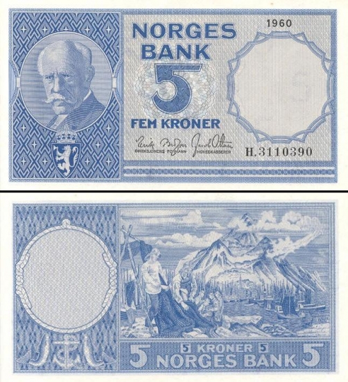 5 Norvegijos kronos.