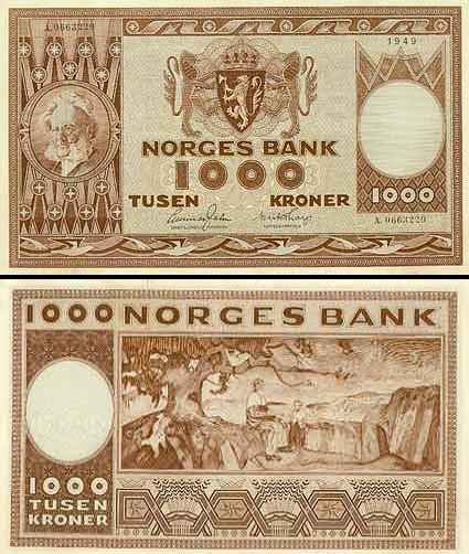 1000 Norvegijos kronų.