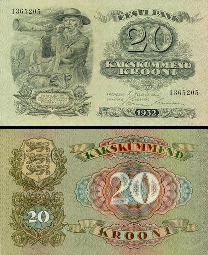 20 Estijos kronų.