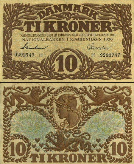 10 Danijos kronų.
