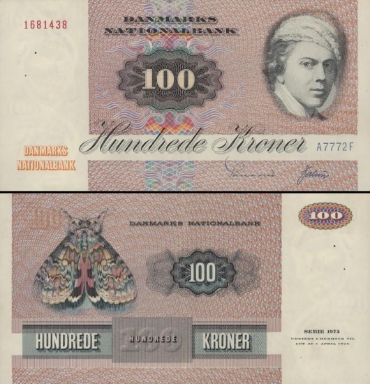 100 Danijos kronų.