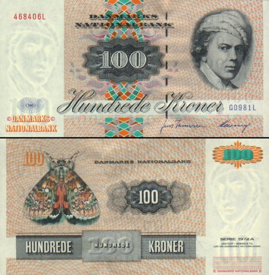 100 Danijos kronų.