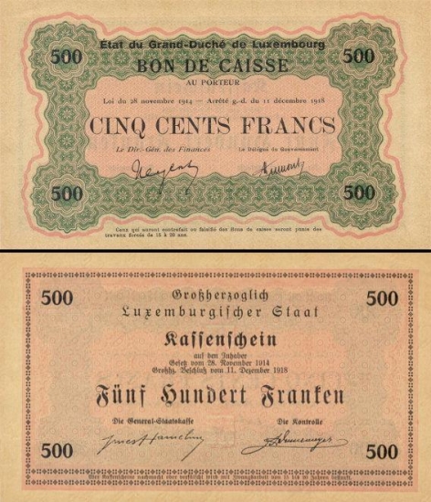 500 Liuksemburgo frankų.