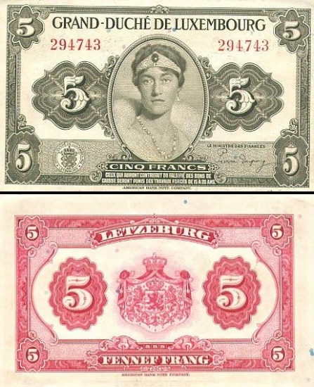 5 Liuksemburgo frankų.