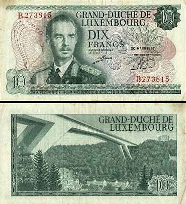 10 Liuksemburgo frankų.