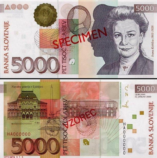 5000 Slovėnijos tolarų.