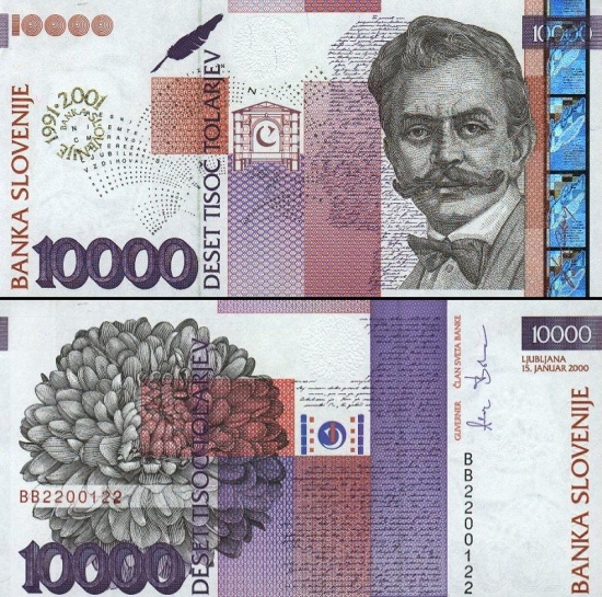 10000 Slovėnijos tolarų.
